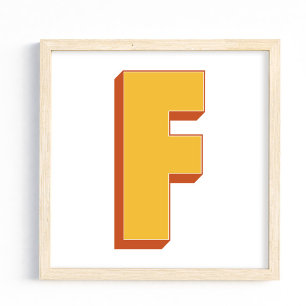Affiche d'art lettre, monogramme F, initiale en ca