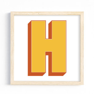 Affiche d'art lettre, monogramme H, initiale de ty