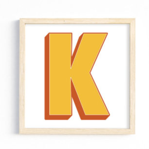 Affiche d'art lettre, monogramme K, initiale de ty