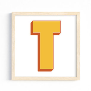 Affiche d'art lettre, monogramme T, initiale de ty