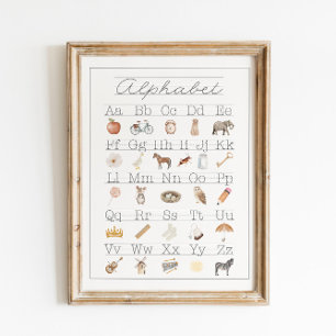 Affiche d'art mural ABC Alphabet Enfants Vintages 