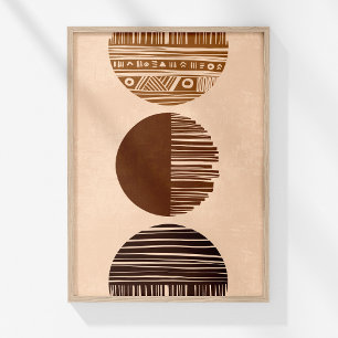 Affiche d'art mural abstrait bohème marron beige c