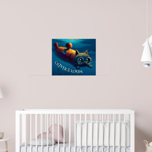 AFFICHE D'ART MURAL DE CHAT FANTASISTE SOUS-MARIN