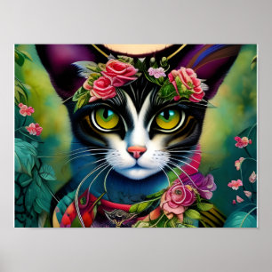 Affiche d'art mural de chat fantastique