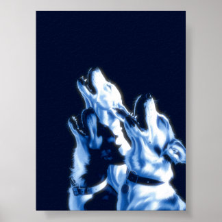 Affiche d'art mural Impression de chiens hurlants