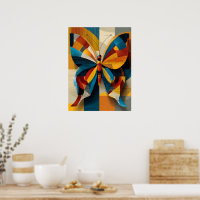Affiche d'art mural papillon géométrique