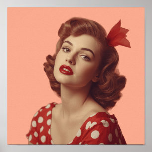 Affiche d'art mural rétro Pin-Up Girl des années 1