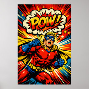 Affiche d'art pop de bande dessinée de super-héros