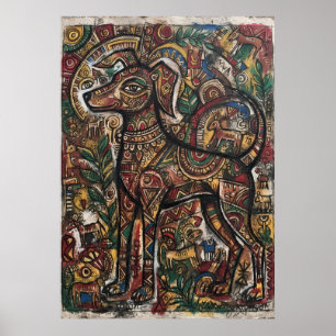 Affiche d'art populaire des animaux de la forêt ce