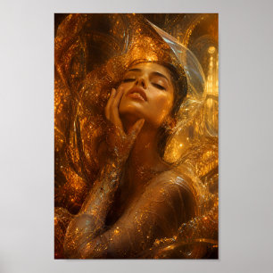 Affiche d'art portrait Rêverie ambre fondu