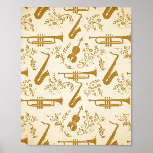 Affiche d'art silhouette d'instrument en cuivre vi