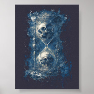 Affiche d'art sombre gothique à tête de mort et sa
