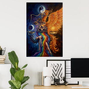 Affiche d'art spirituel Phoenix & Lotus