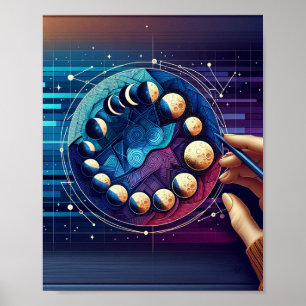 Affiche d'art sur les phases de la Lune