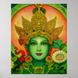 Affiche d'art Tara de vert de déesse de Bouddha