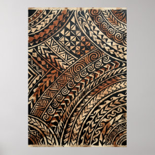 Affiche d'art tribal polynésien   Inspiration tato
