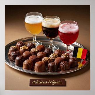 Affiche d'assortiment de bière belge et de chocola