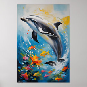 Affiche Dauphin Style de peinture à l'huile