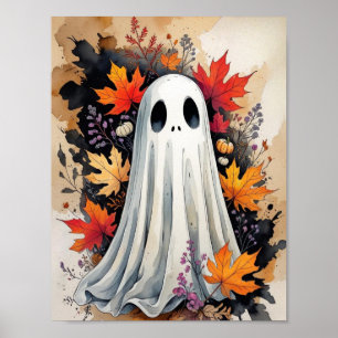 Affiche d'automne fantôme – Halloween & automne co