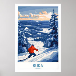 Affiche d'aventure de ski en Finlande 1