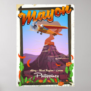 Affiche d'aventure du volcan Mayon Philippines