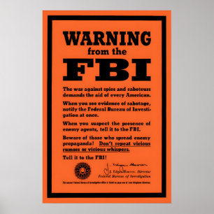 Affiche d'avertissement de l'espion et du saboteur
