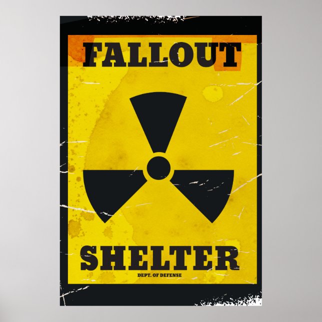 Affiche d'avertissement vintage de Fallout Shelter (Devant)
