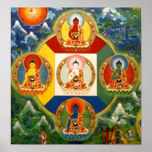 Affiche de 5 Dhyani Buddhas