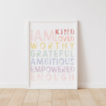 Affiche de affirmations arc-en-ciel pastel pour en