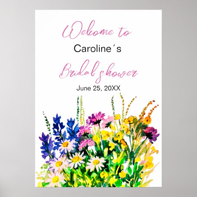 Affiche de baby shower de fleurs sauvages pour un  (Devant)