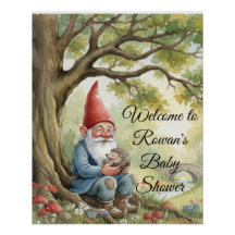 Affiche de baby shower lutin créature des bois