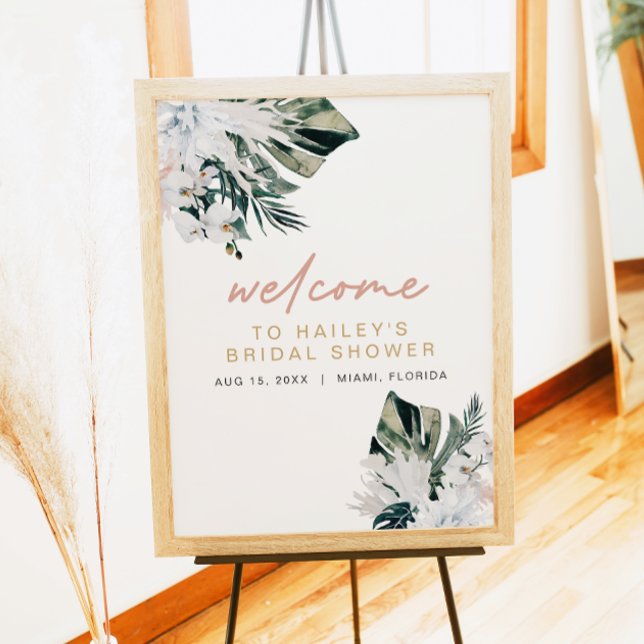 Affiche de Baby Shower Mariage Rose Tropical Pampa (Créateur téléchargé)