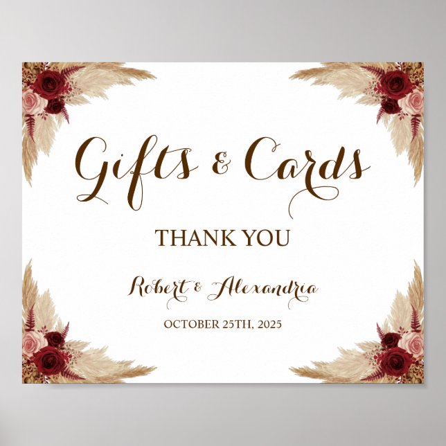 Affiche de Baby Shower Pampas Grass Gifts & Cards (Devant)