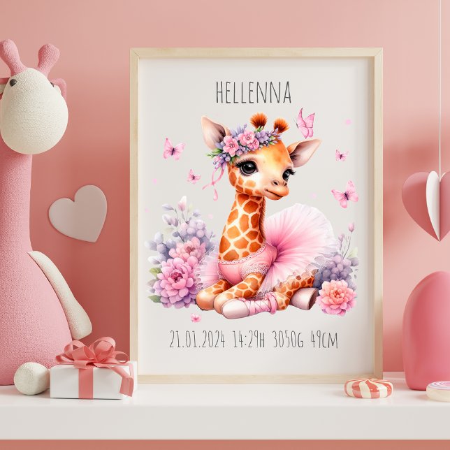 Affiche de ballet personnalisée de bébé girafe (🦒 Gentle, graceful, and oh-so-cute – this baby giraffe brings charm to every nursery wall. 🌿💗

)