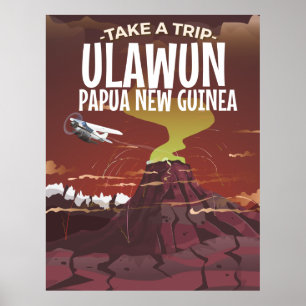 Affiche de bande dessinée vintage d'Ulawun Papouas