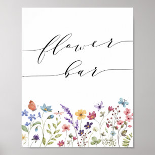 Affiche de bar à fleurs pour mariage printanier et