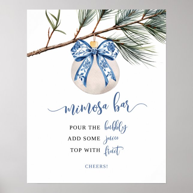 Affiche de bar chinoiserie Mimosa d'hiver (Devant)