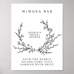 Affiche de Bar Mimosa Art en Ligne Floral Minimali