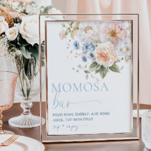 Affiche de bar Momosa florale bleue Hargrove