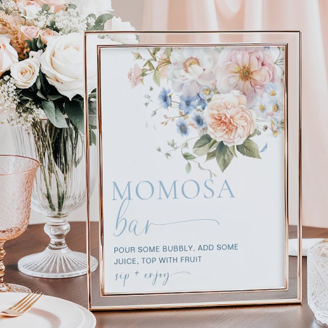 Affiche de bar Momosa florale bleue Hargrove (Créateur téléchargé)