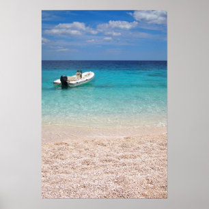 Affiche de bateau rapide en mer bleue