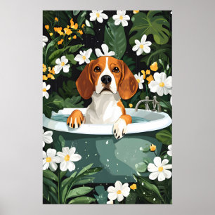 Affiche de Beagle dans la baignoire, Affiche de ch