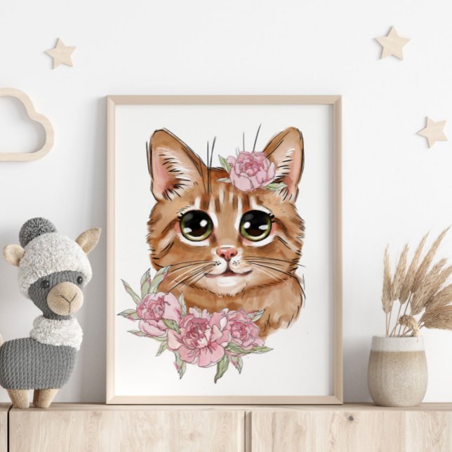 Affiche de bébé chat rose | Impression murale (Créateur téléchargé)