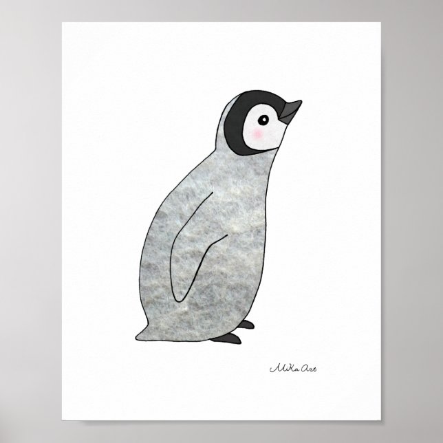 Affiche de bébé manchot mignon Décoration d'art po (Devant)