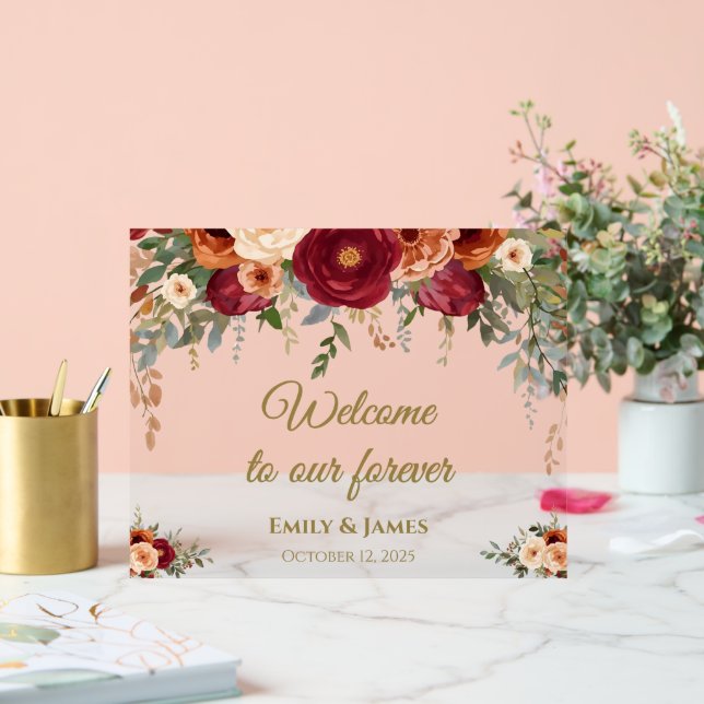 Affiche de bienvenue acrylique Mariage de automne  (Mariage)