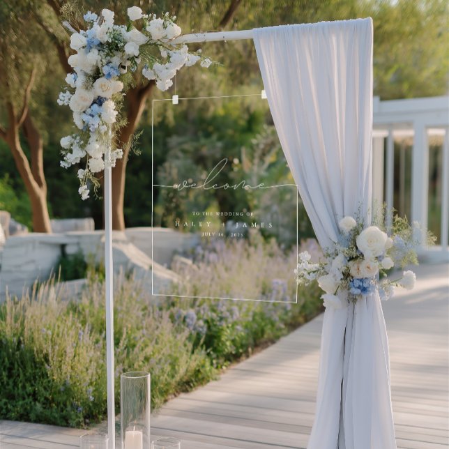 Affiche de bienvenue acrylique minimaliste moderne (Minimalist Modern Wedding Acrylic Welcome Sign)