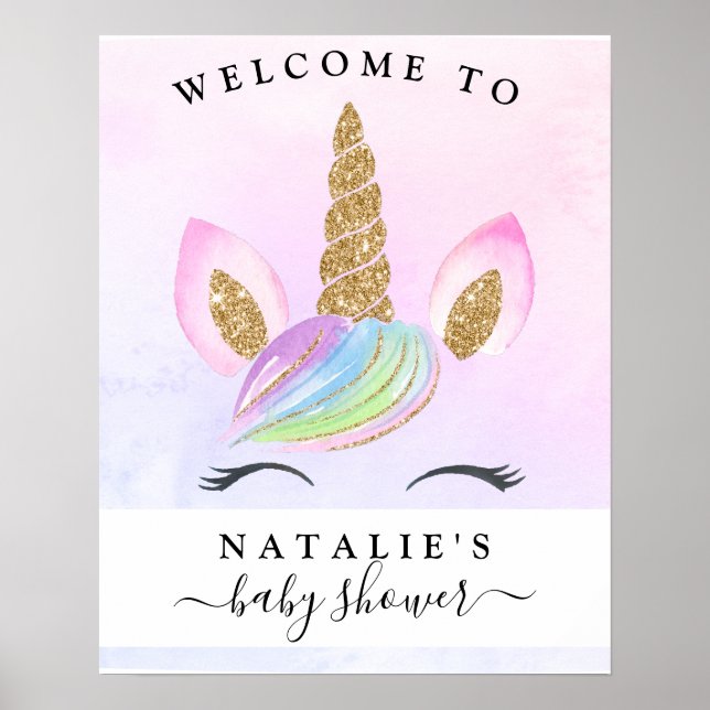 Affiche de bienvenue arc-en-ciel du Baby shower de (Devant)