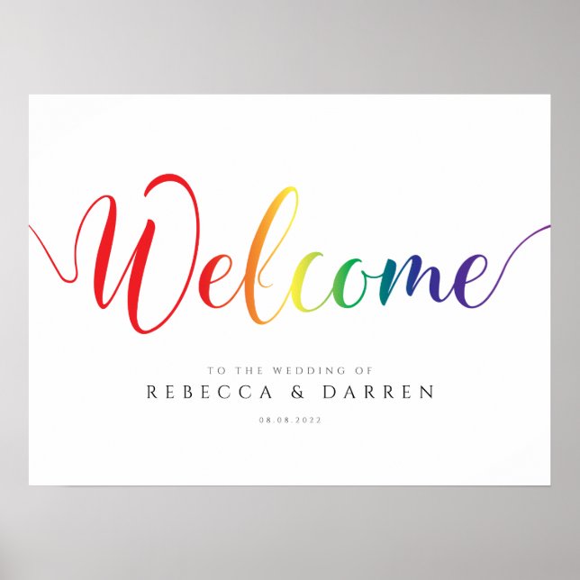 Affiche de bienvenue arc-en-ciel Mariage LGBT (Devant)