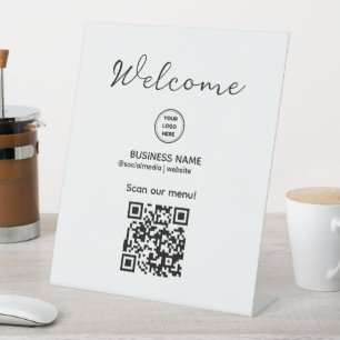 Affiche de bienvenue Avec Code QR Pour Panneau Men
