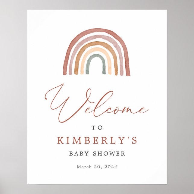Affiche de bienvenue Baby shower arc-en-ciel (Devant)